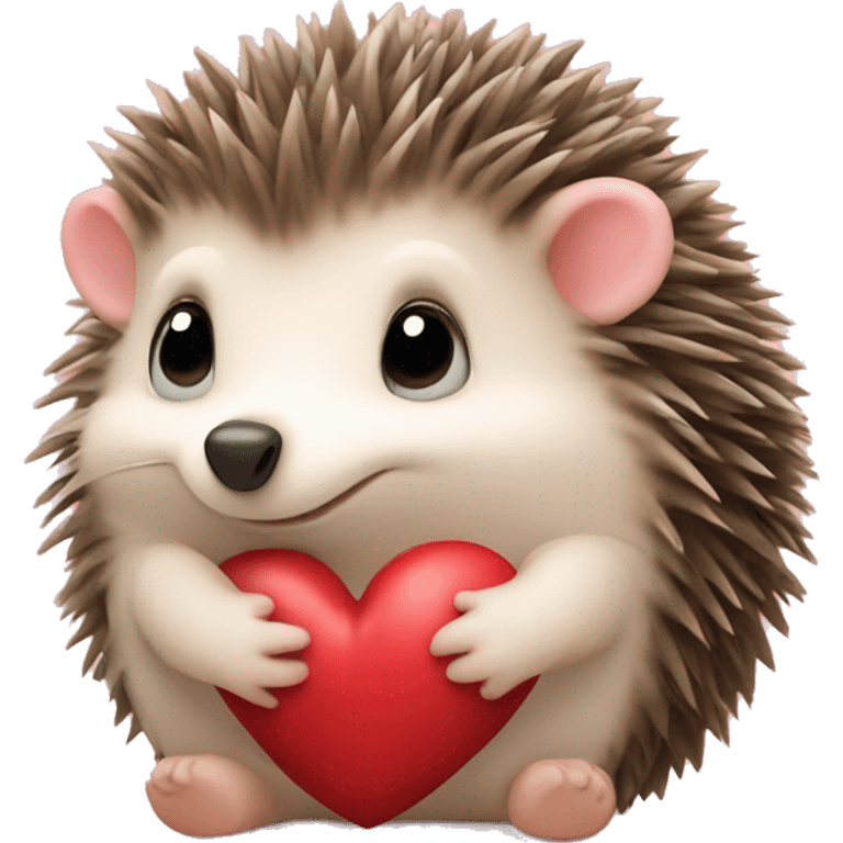 A cute little hedgehog holds a heart in its paws emoji