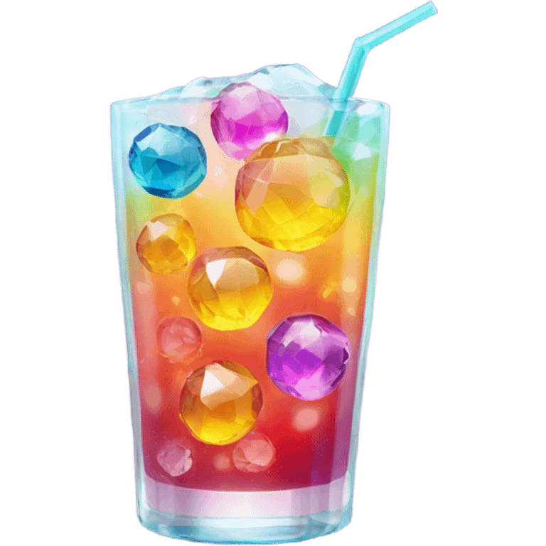 Colorful drink with small ice disco ball sparkle emoji