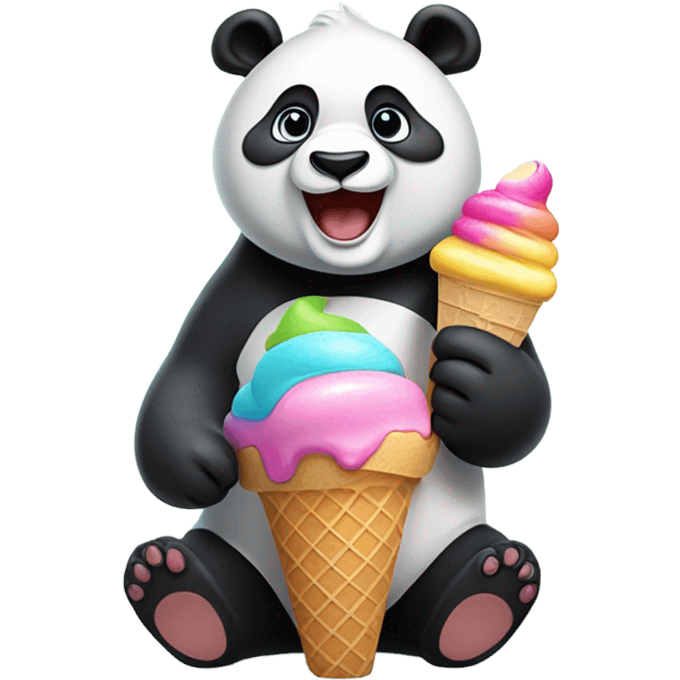 Panda eating ice cream emoji