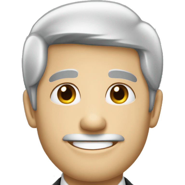 a white man with prominient smile, gray-black hair, in a formal suit emoji