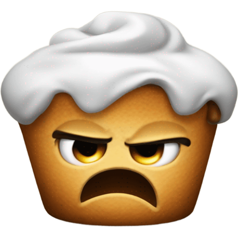 Angry muffin with a shotgun emoji