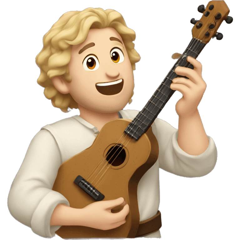 caucasian bard singing with magic emoji