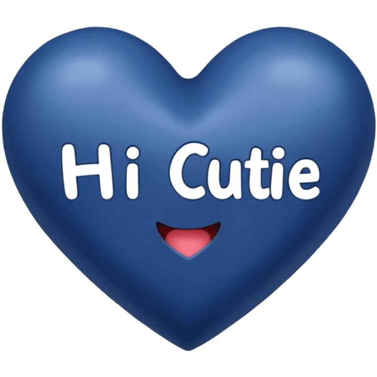 Dark Blue heart with the words Hi Cutie! in the middle  emoji