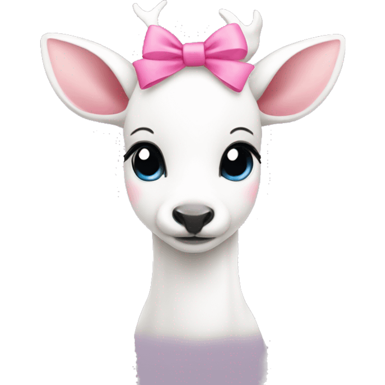 Cute white deer with pink bow emoji