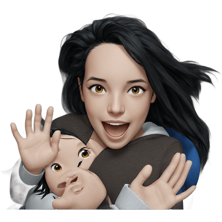 realistic girl with black hair emoji