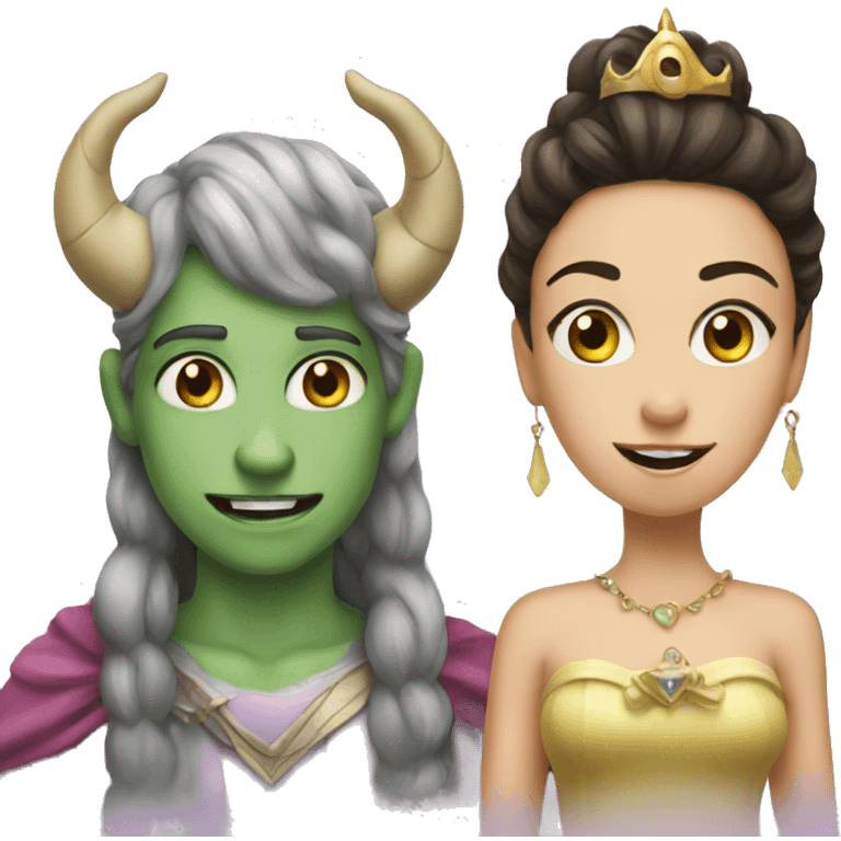 a princess and a monster with horn emoji