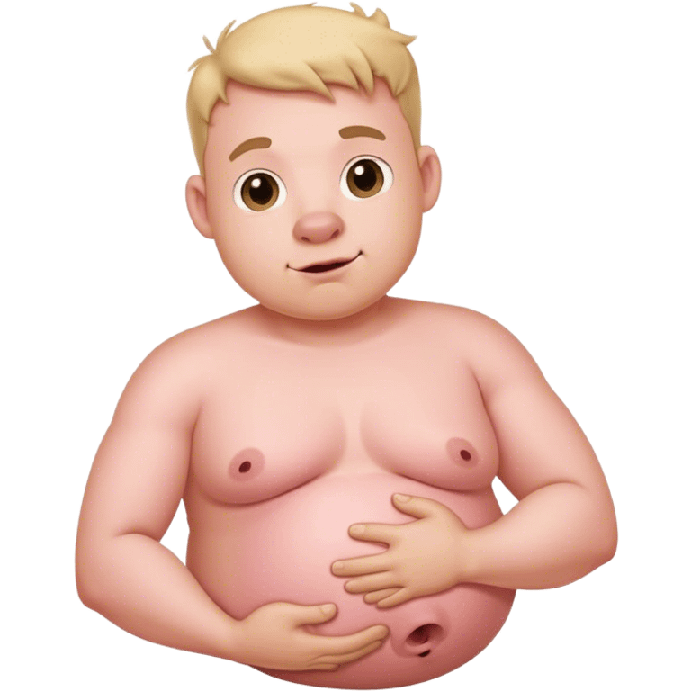 Half Pig man holding belly emoji