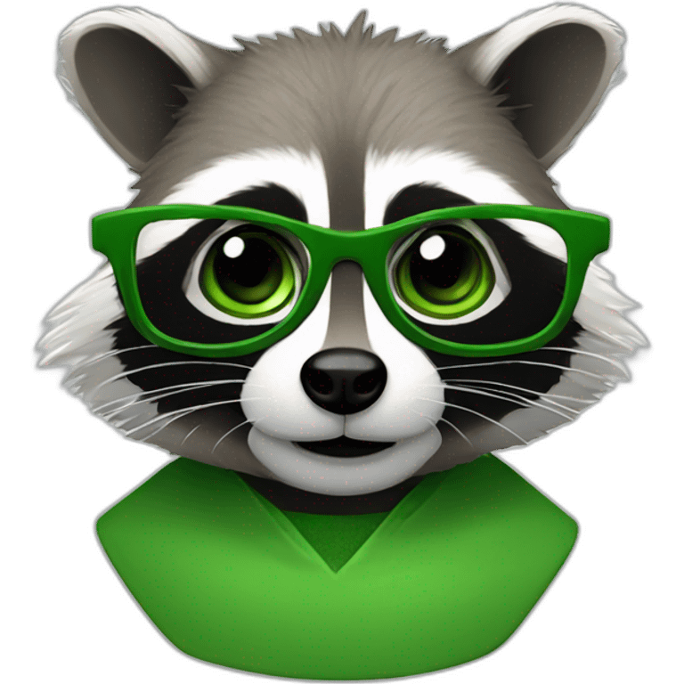 a racoon in green glasses emoji