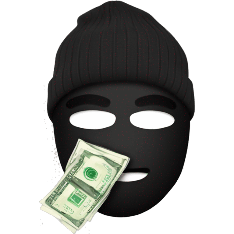 Ski mask holding money bag emoji