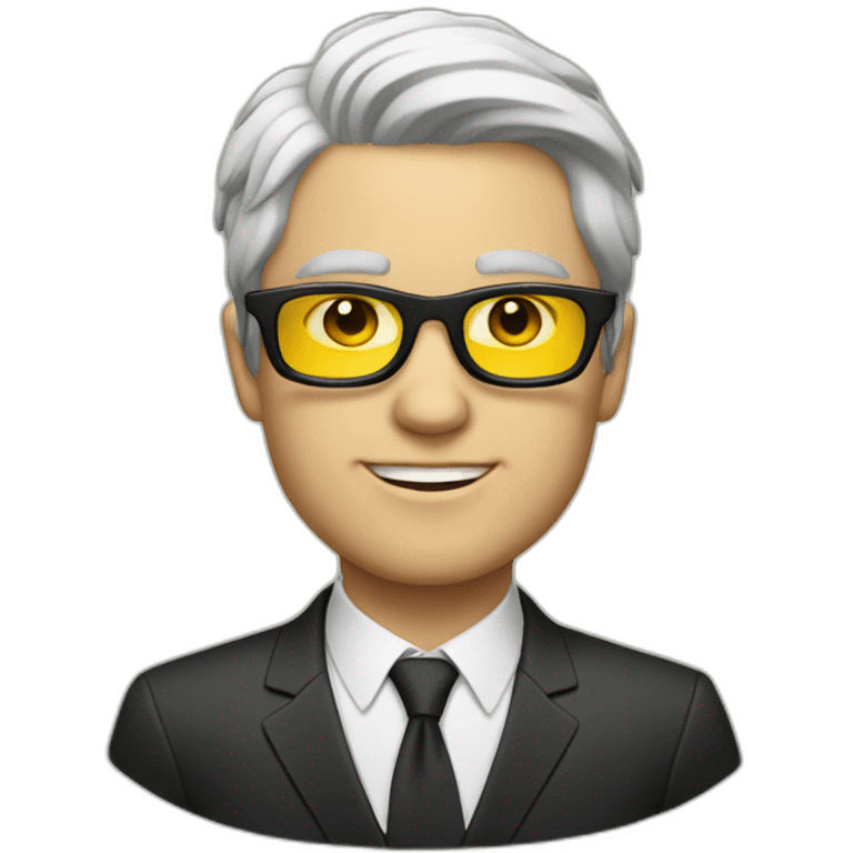 white man with yellow tinted glasses and black hair wearing a suit  emoji