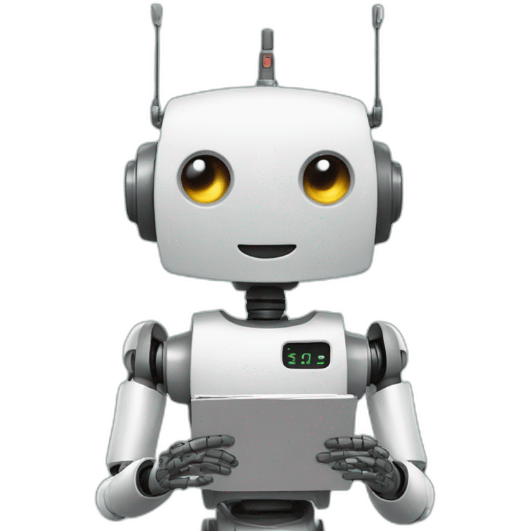 robot with antena reading stories emoji