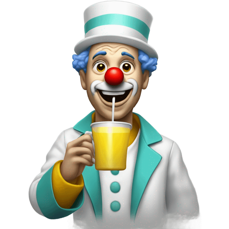 Clown doctor drinking disgusting yellow drink emoji