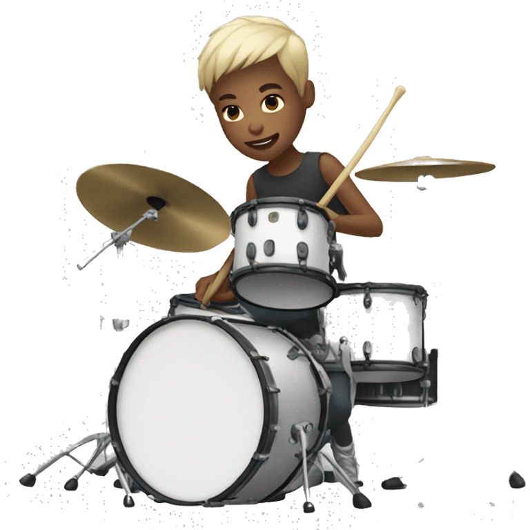 teenager with white skin and short hair playing drums emoji