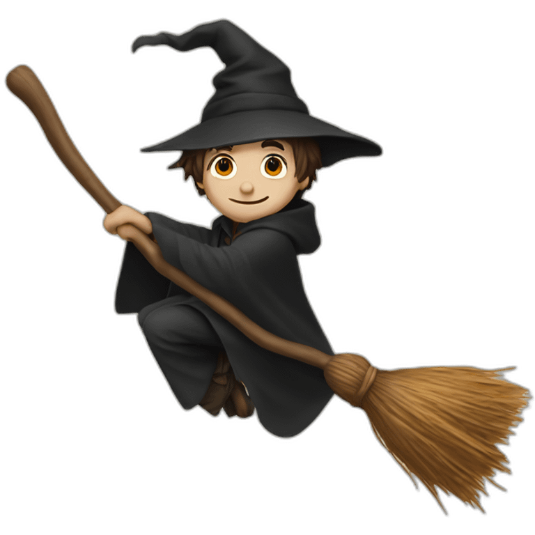 harry potter on a broom emoji