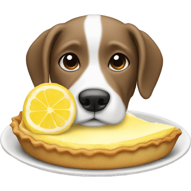 dog eating a lemon meringue pie emoji