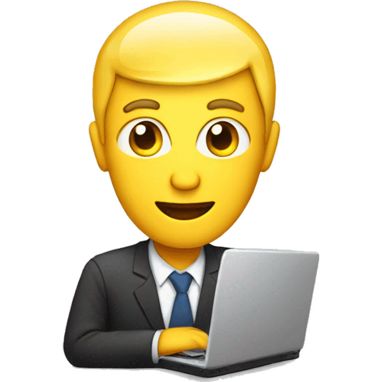 man with laptop and light bulb above head emoji