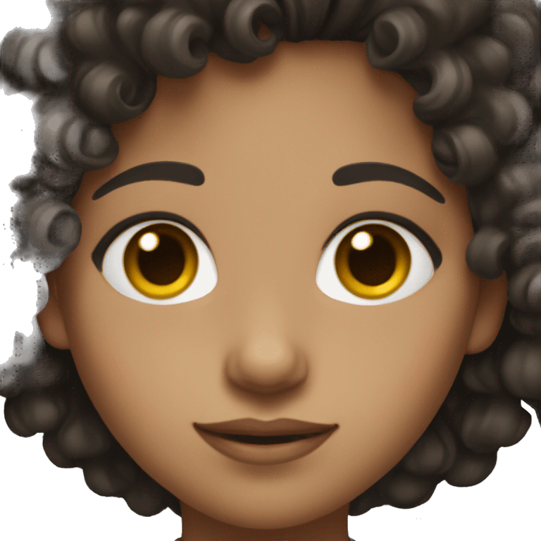 Girl with medium skin tone and black curly hair emoji