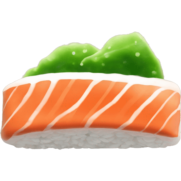 Salmon hosomaki sushi with dollop of wasabi emoji