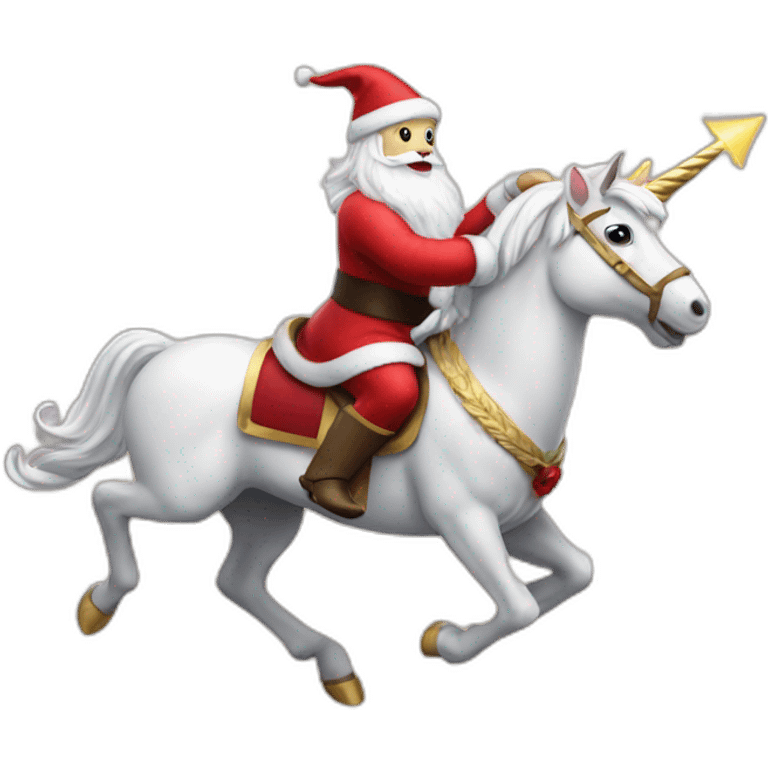 santa riding a unicorn emoji