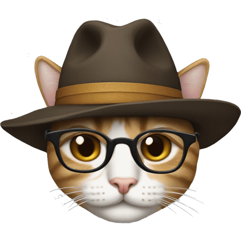 Puedes crearme un gato con lentes y sombrero  emoji