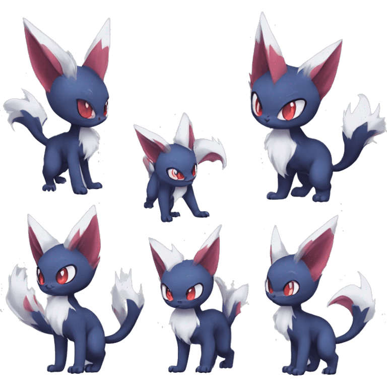 Edgy Cool Chibi Sneasel-Quilava-Absol-Pokémon-Fakémon-fusion-cat Full Body emoji