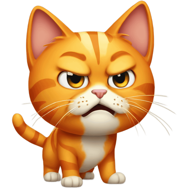 Angry orange cat pointing down to the ground emoji