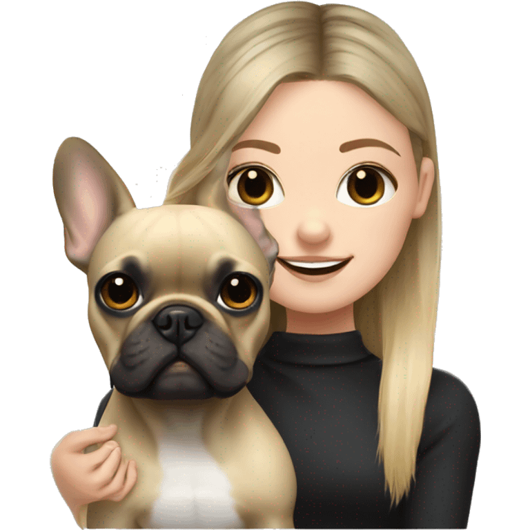 black french bulldog with blonde girl emoji