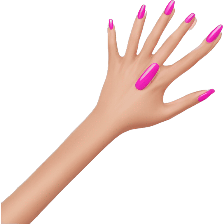 long acrylic fingernails pink nail polish emoji