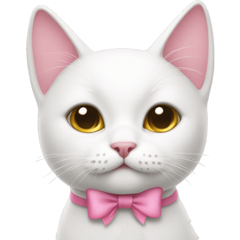 White cat with pink bow emoji