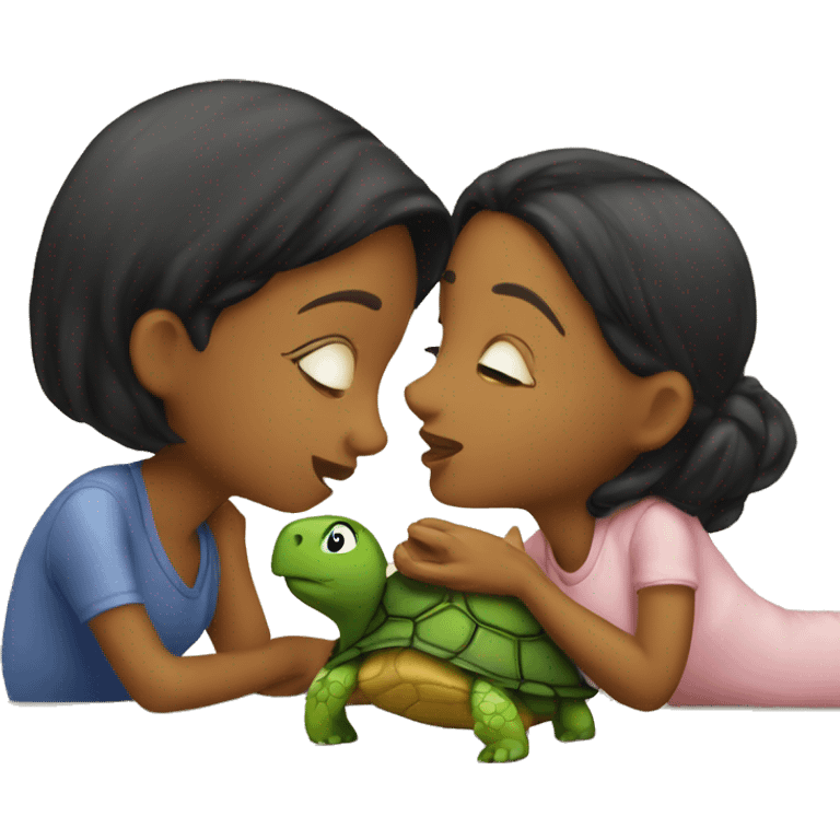 girl kisses turtle emoji