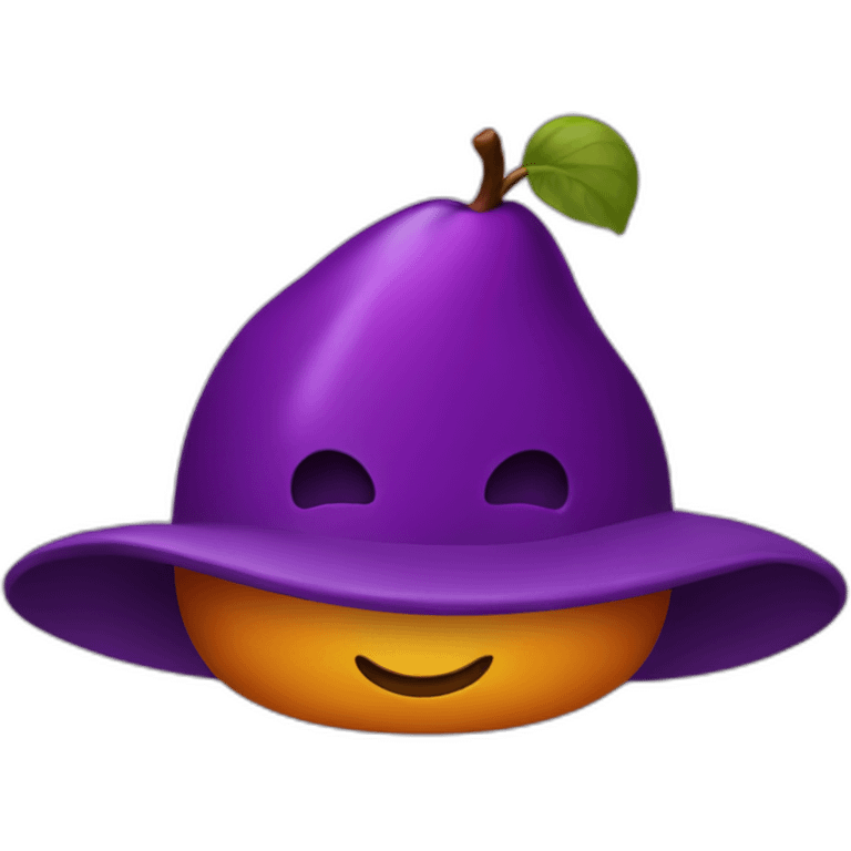 A plum floating inside a hat emoji