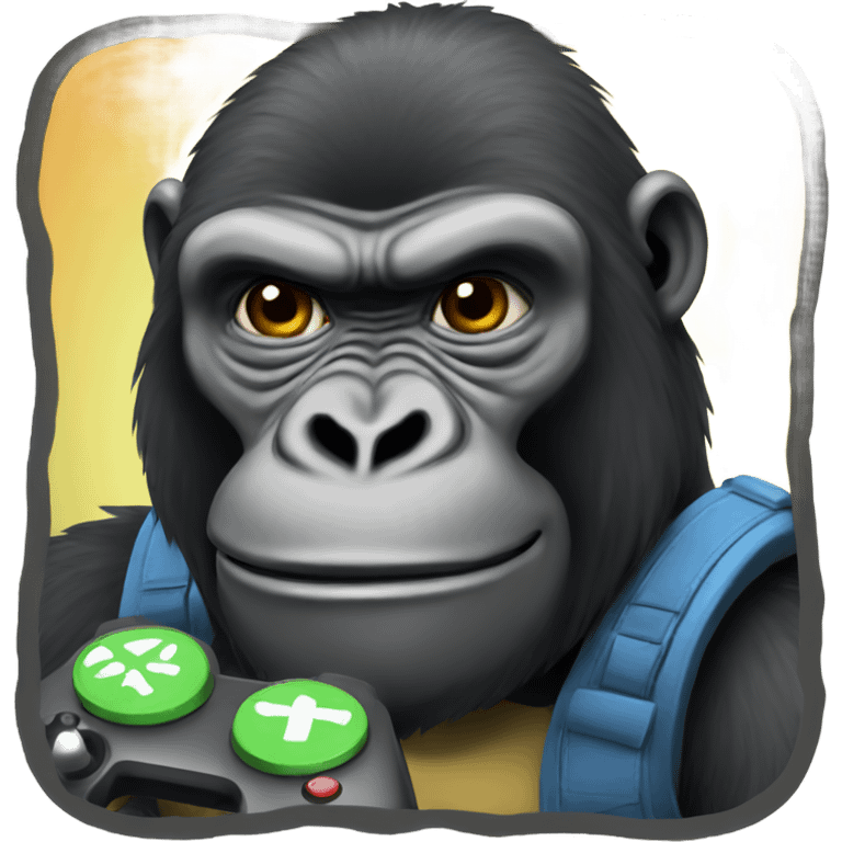 Gorilla playing a video game emoji