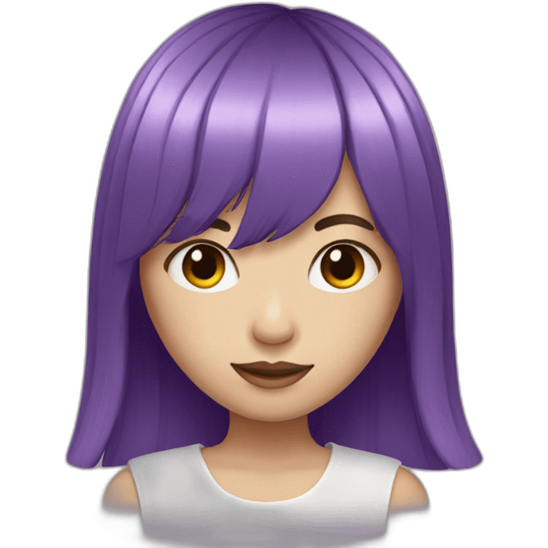 Purple hair girl with bangs and white skin emoji