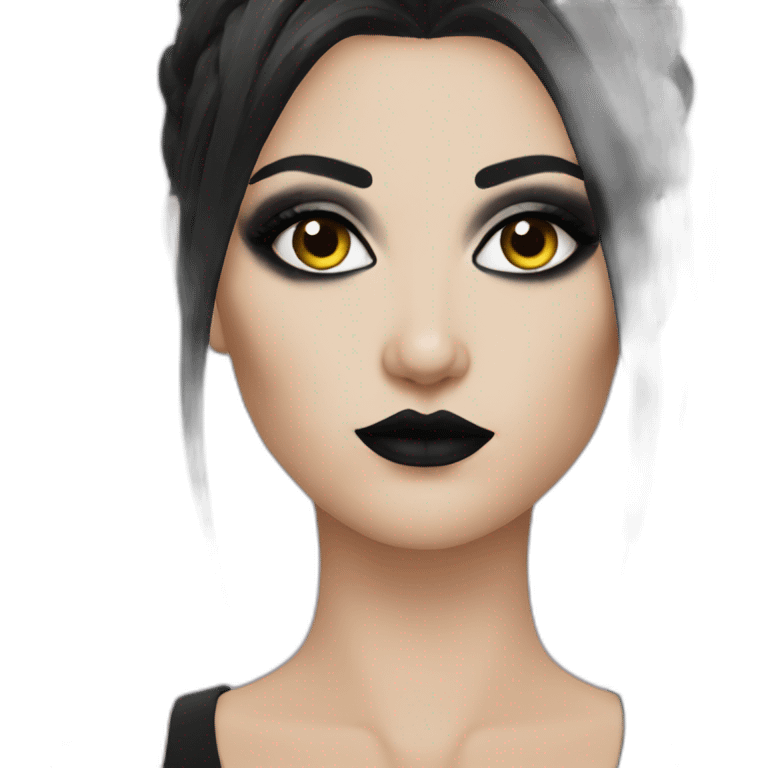 Woman with goth makeup emoji