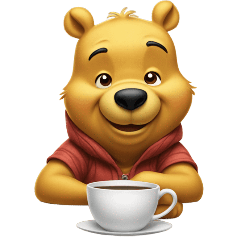 Winnie the Pooh drinking coffee emoji