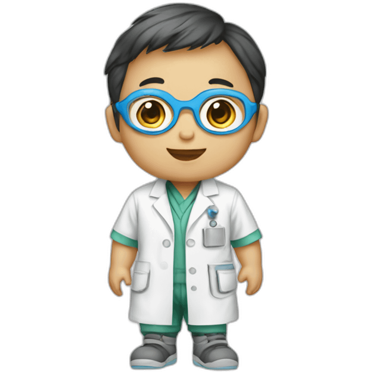 asian professor baby boy with lab suit and goggle emoji