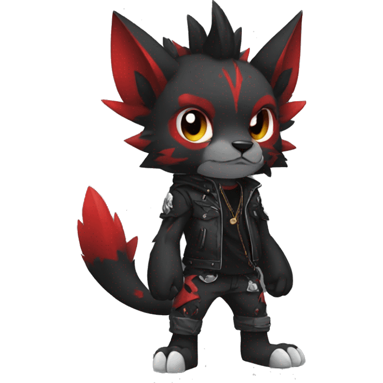 cool edgy black punk red animal hybrid Fakemon full body emoji