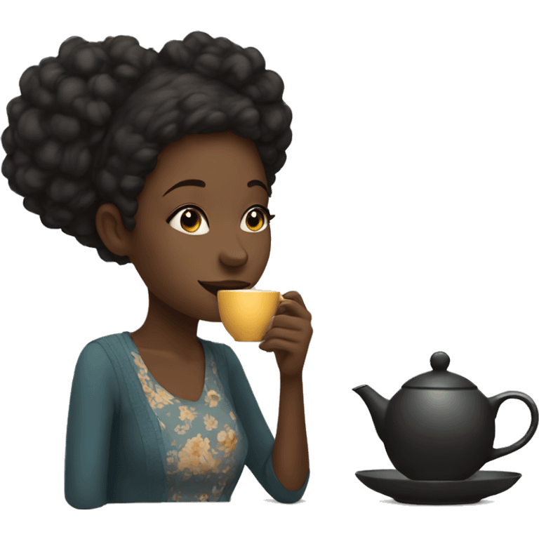 Black girl sipping tea emoji