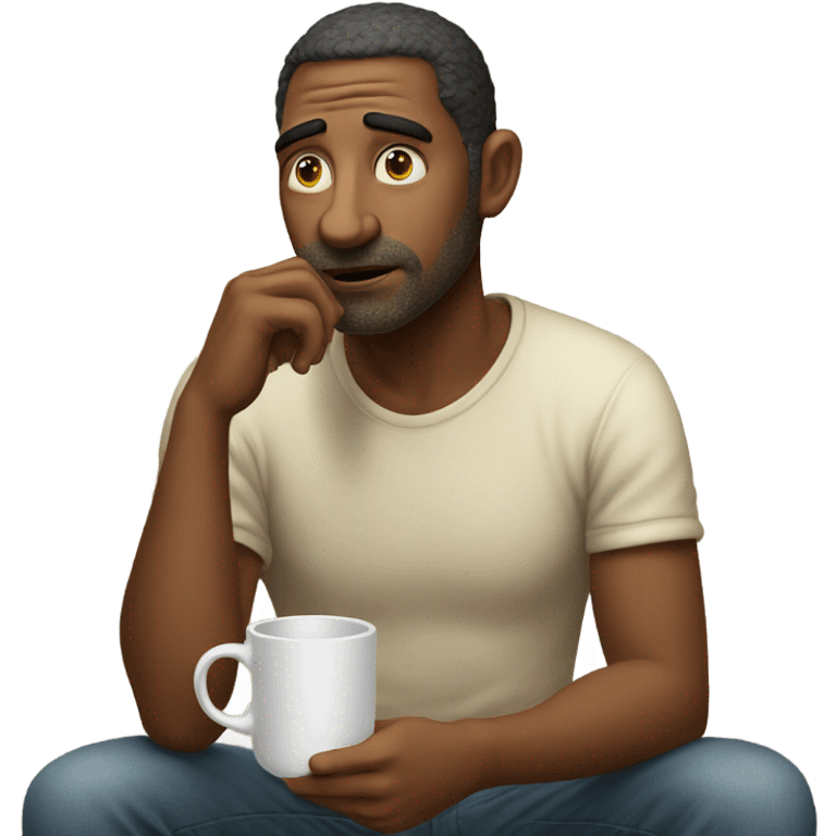 pensive guy with a cup emoji