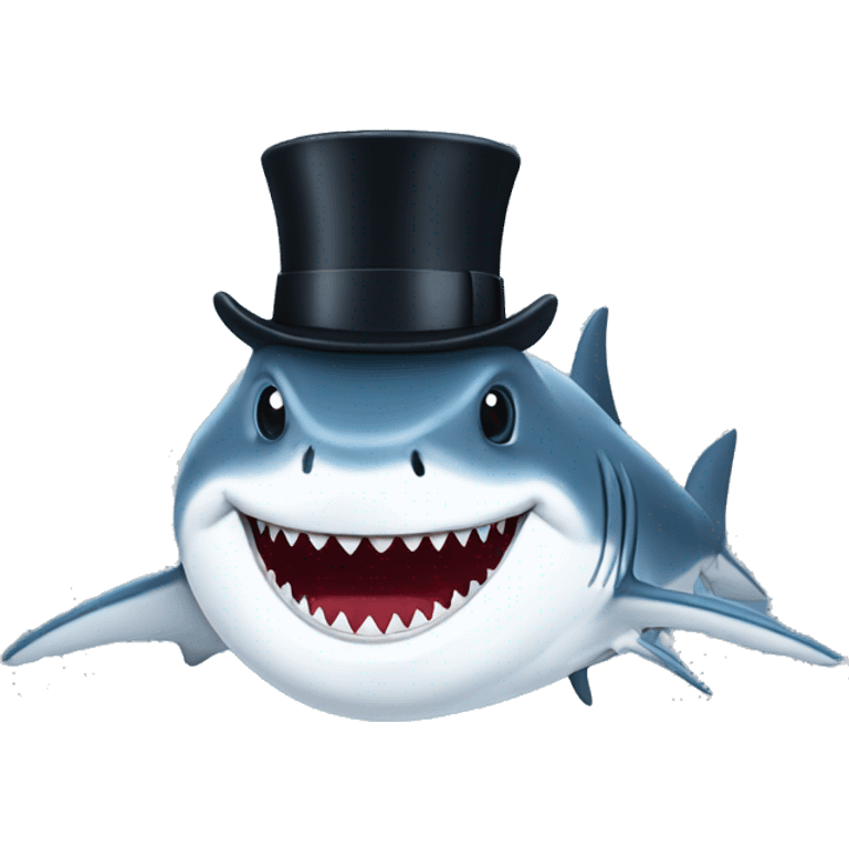 Shark with a top hat emoji