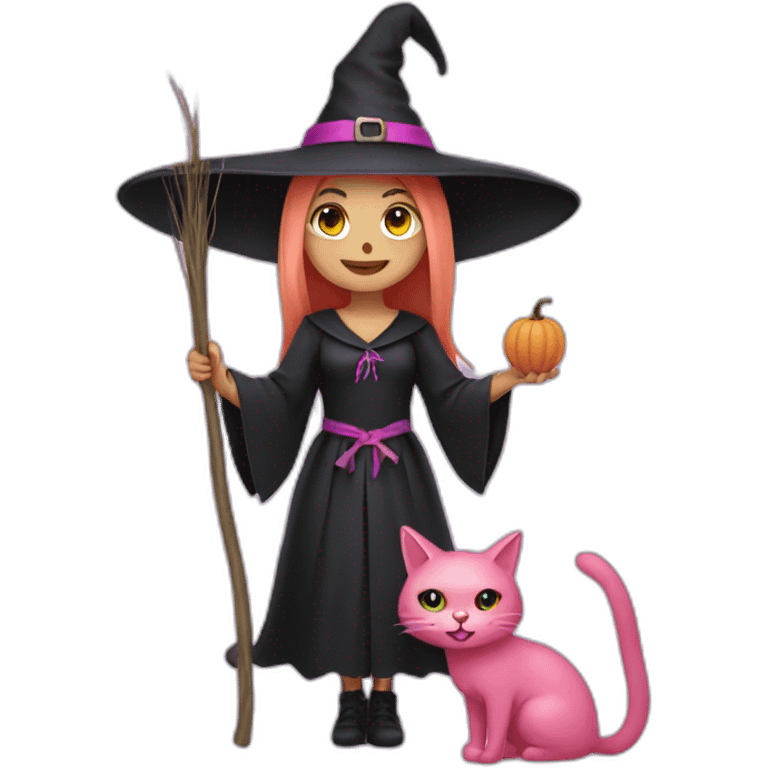 Witch with a pink cat  emoji