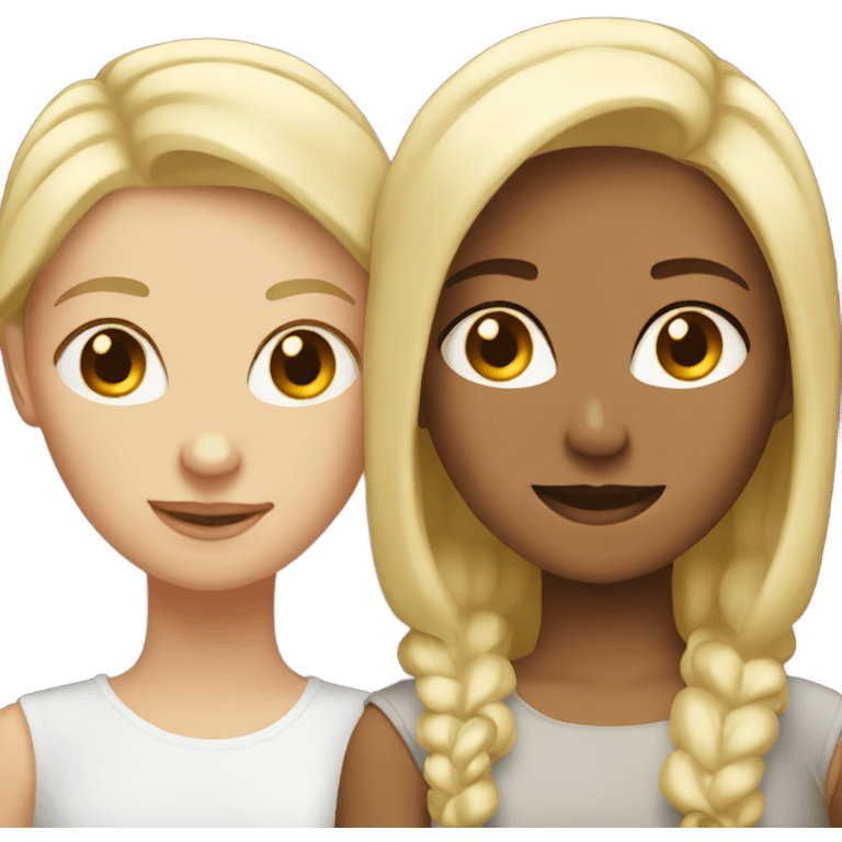 Blonde and brunette lesbian couple  emoji