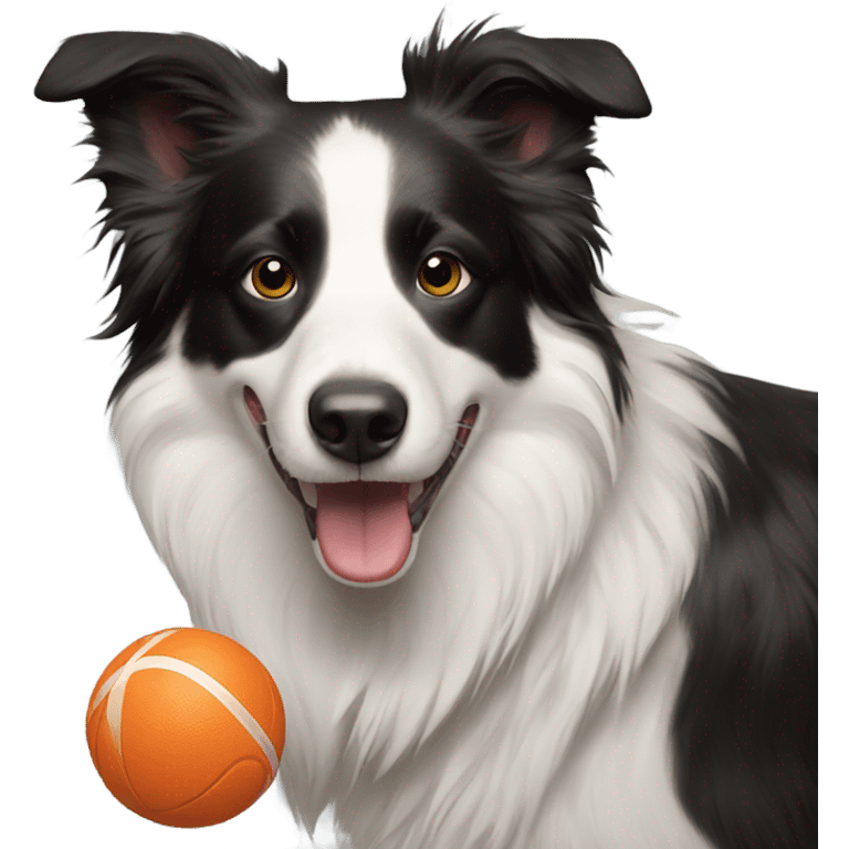 Border collie with ball in mouth emoji