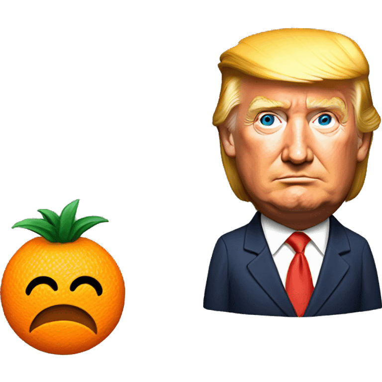 Donald trump next to and orange emoji