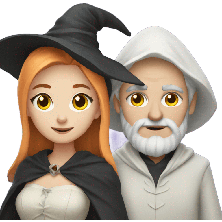 Pale Witch and wizard couple emoji