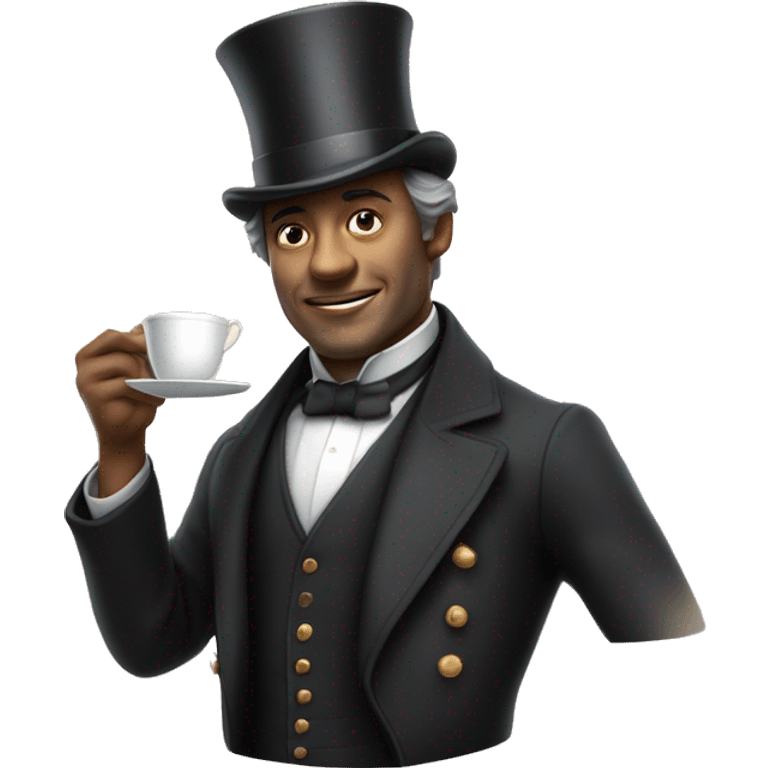 Photorealistic man A British gentleman in a monocle and a top hat with a cup of tea in his hand emoji