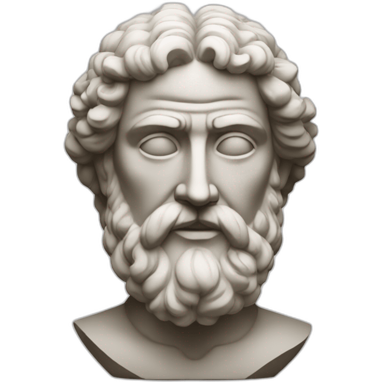 Stoic statue man with beard and centre head emoji