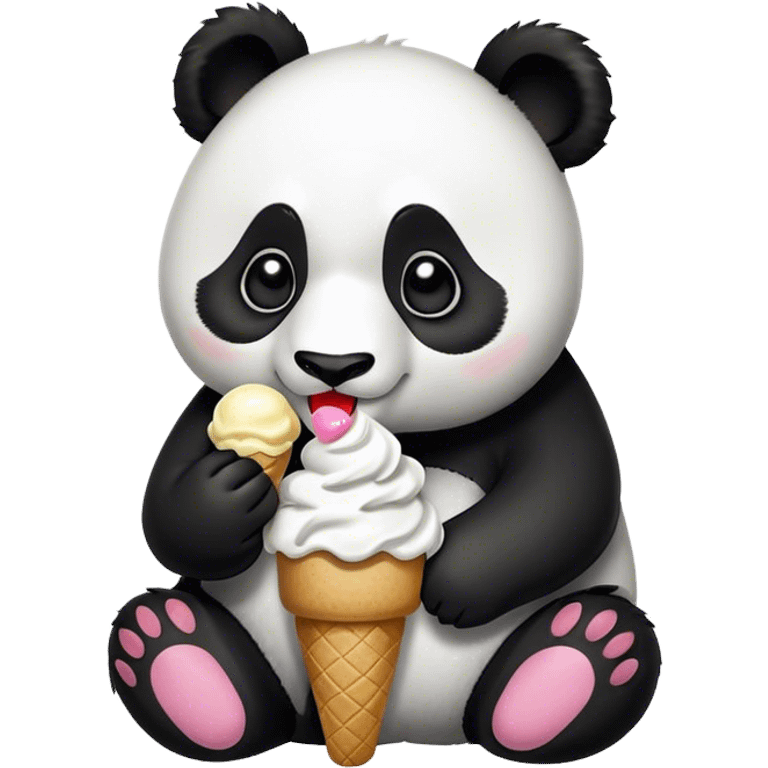 Panda eating ice cream emoji