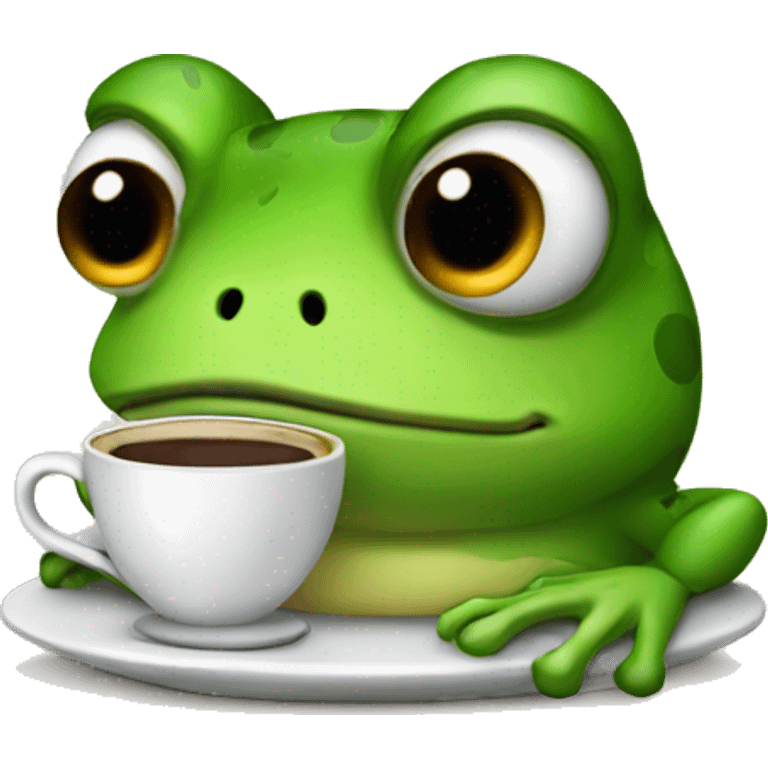 tired frog with coffee emoji