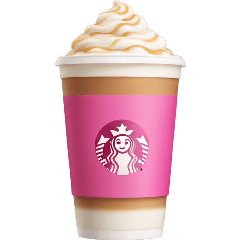 A Starbucks chai with pink on top emoji